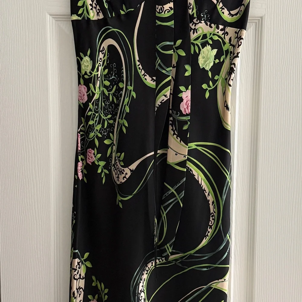 Silk Floral Black Maxi Dress - Picture 3 of 6
